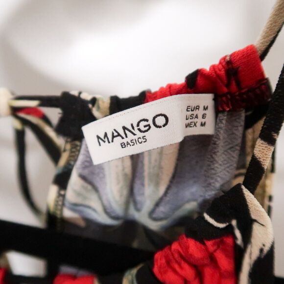 Mango Basics Womens Short Dress Size 6 Black Tropical Leaves Vacation‎ Italy - Picture 3 of 7